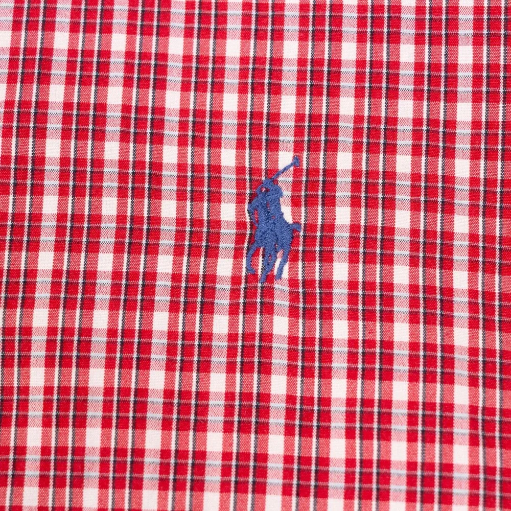 VTG Polo Ralph Lauren 90s Blake Two Ply Cotton Mens L Red White Plaid Shirt